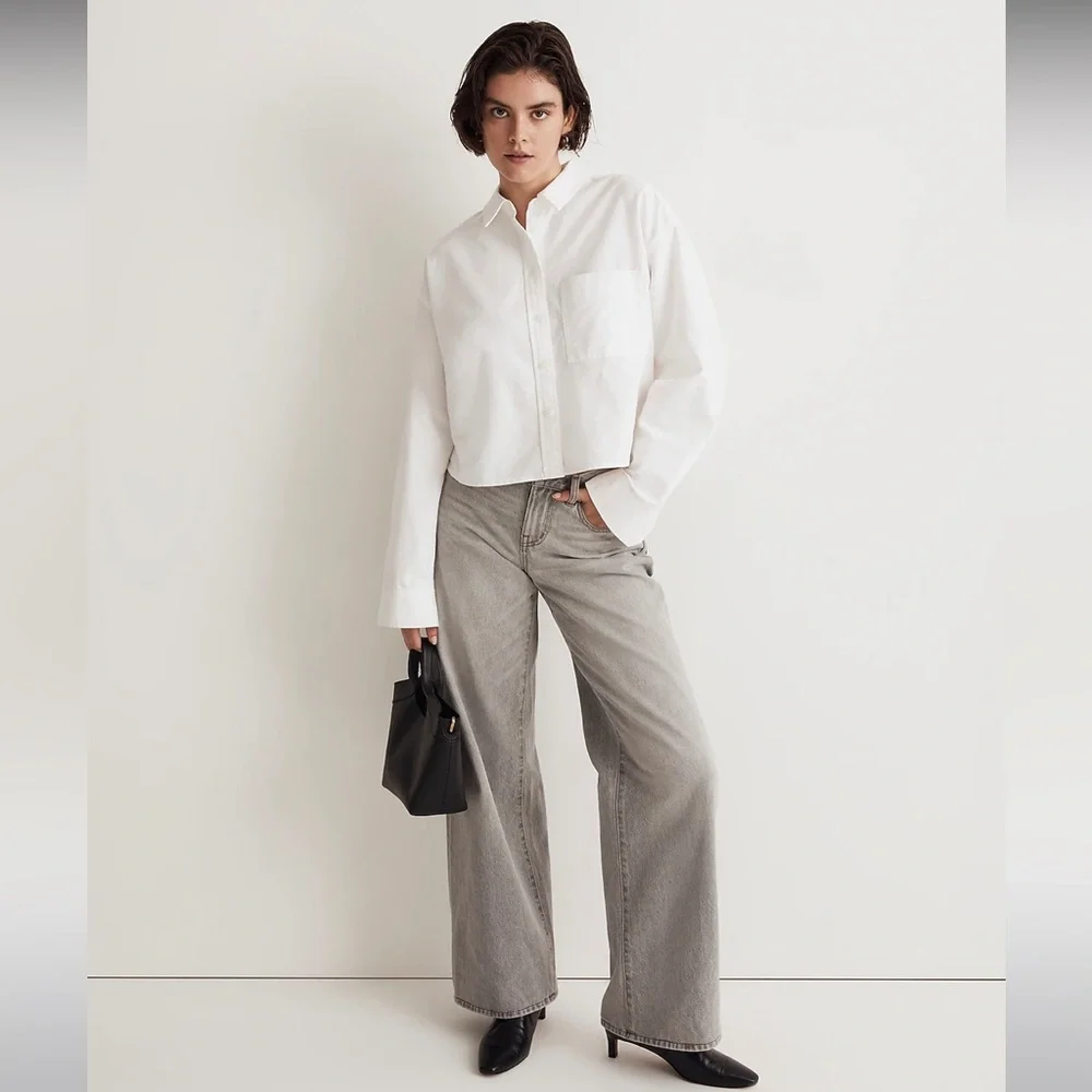 Madewell Signature Oxford Crop Shirt - Picture 1 of 7